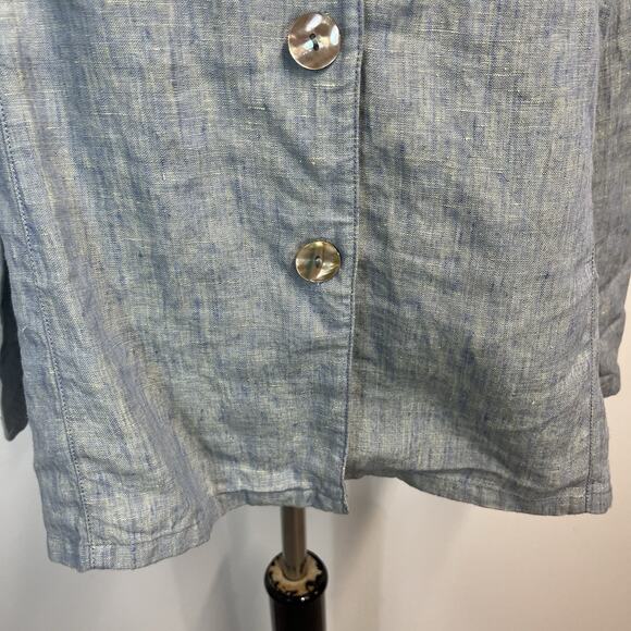 TSD Two Star Dog Blue Green Linen Lagenlook Boho Jacket Blouse Size XL Casual - Picture 5 of 9